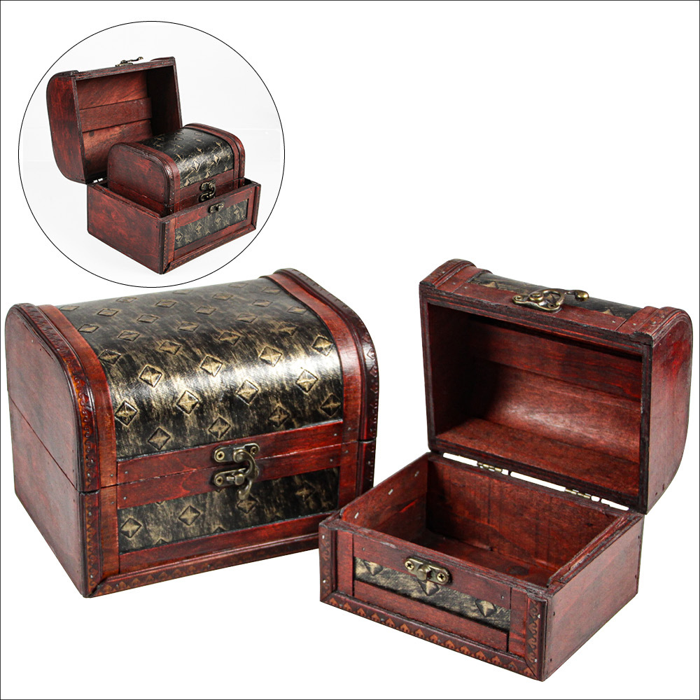 Schatzkisten-Set aus Holz, 2er, Madagaskar, ca. 18 x 14 x 13 cm und 14 x 12 x 10 cm main product photo