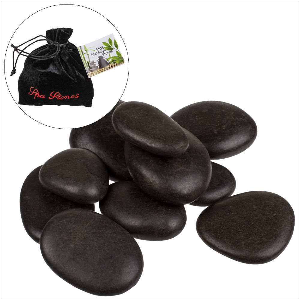 Wellness-Steine schwarz, 9 Steine im Samtbeutel main product photo