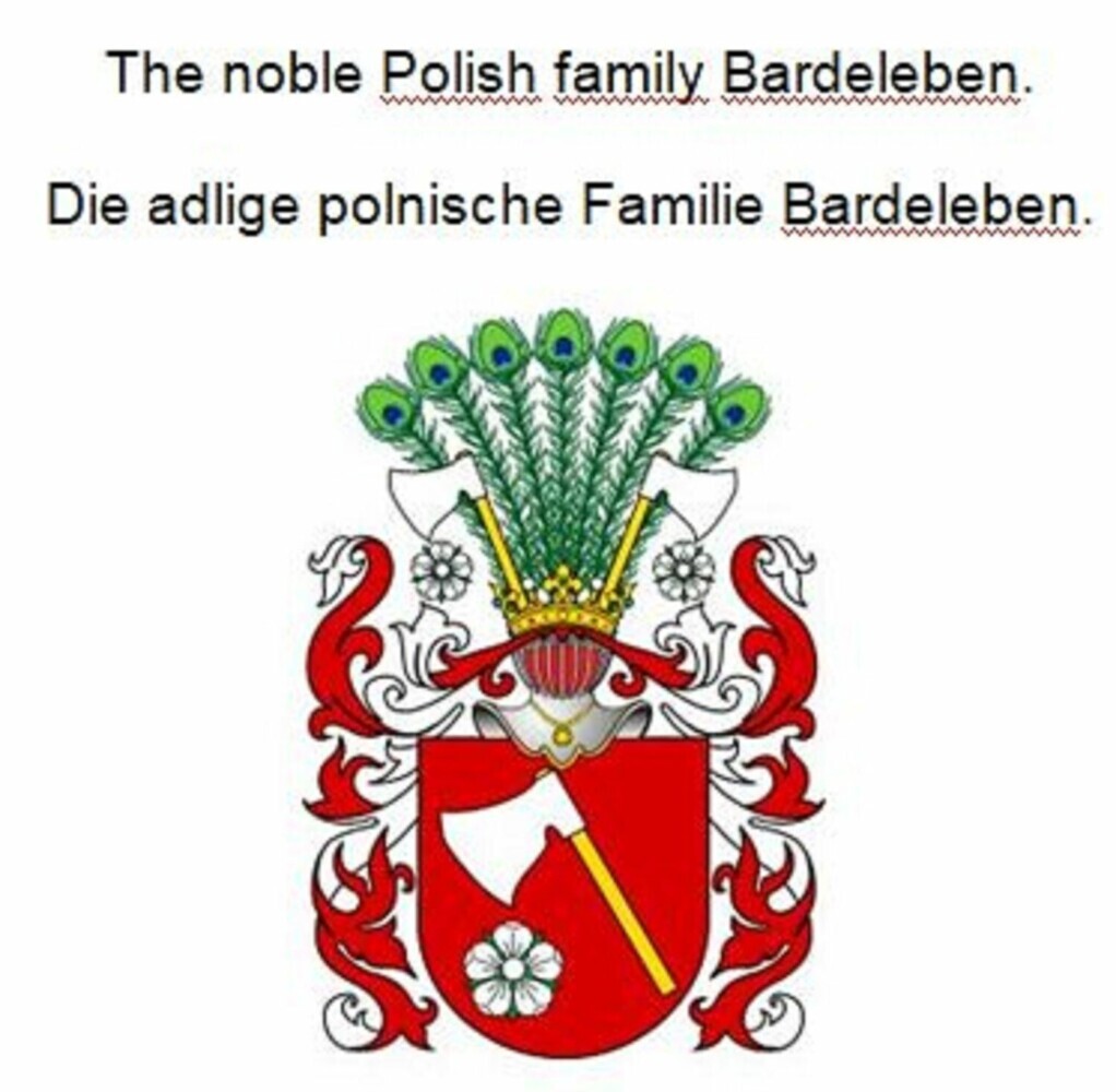 The noble Polish family Bardeleben. Die adlige polnische Familie Bardeleben. main product photo