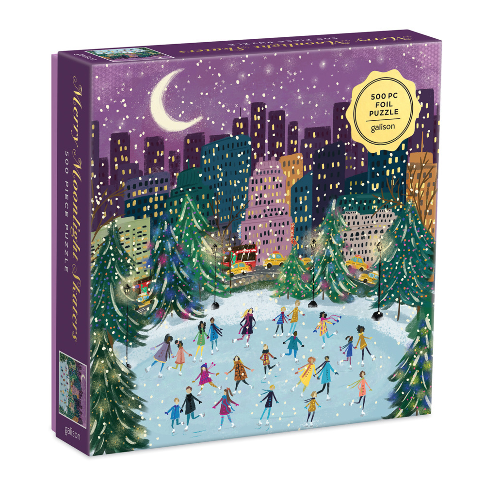 Merry Moonlight Skaters 500 Piece Foil Puzzle main product photo