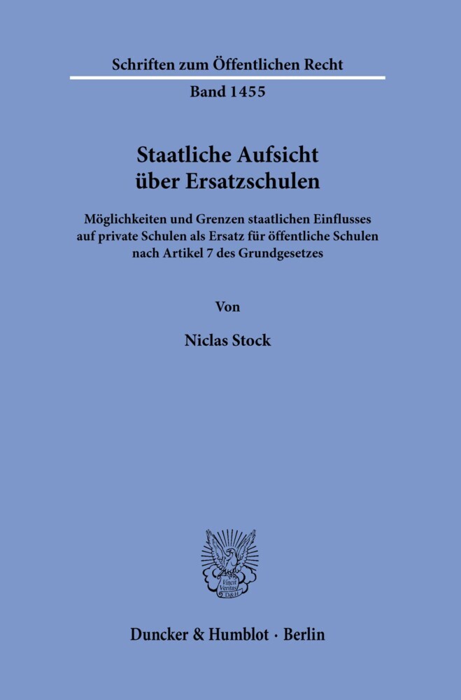 Staatliche Aufsicht über Ersatzschulen. main product photo