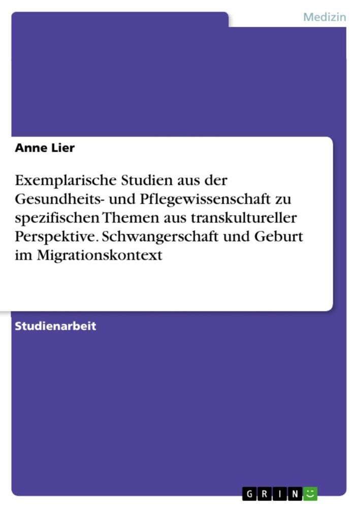 Exemplarische Studien aus der Gesundheits- und Pflegewissenschaft zu spezifischen Themen aus transkultureller Perspektive. Schwangerschaft und Geburt im Migrationskontext main product photo
