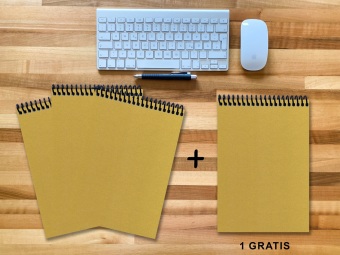 A 4 Notizblock - Set, 3+1 gratis, Luxury 80 Seiten GOLD GMUND SHIMMER, kariert 10x10mm