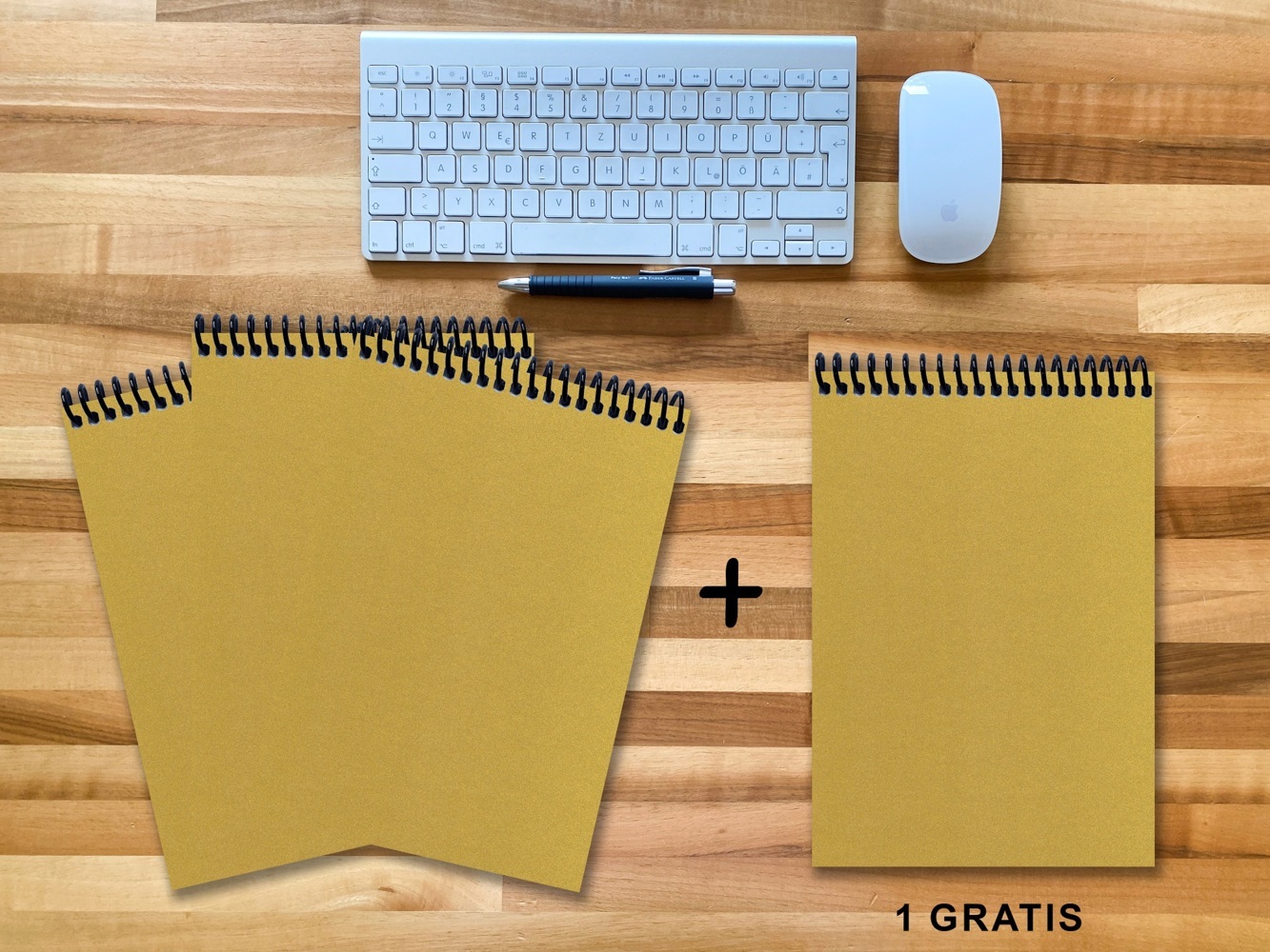 A 4 Notizblock - Set, 3+1 gratis, Luxury 80 Seiten GOLD GMUND SHIMMER, to do main product photo