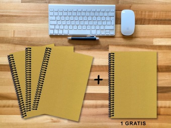 A 4 Notizbuch - Set, 3+1 gratis, Luxury 80 Seiten GOLD GMUND SHIMMER, punktiert 20x20mm