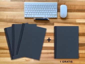 A 4 Notizbuch - Set, 3+1 gratis, Luxury 80 Seiten BLAU NEW LAPISLAZULI GLITTER-OPTIK, blanko