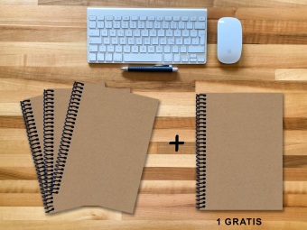 A 4 Notizbuch - Set, 3+1 gratis, Luxury 80 Seiten MUSKAT Designerecycling, punktiert 5x5mm