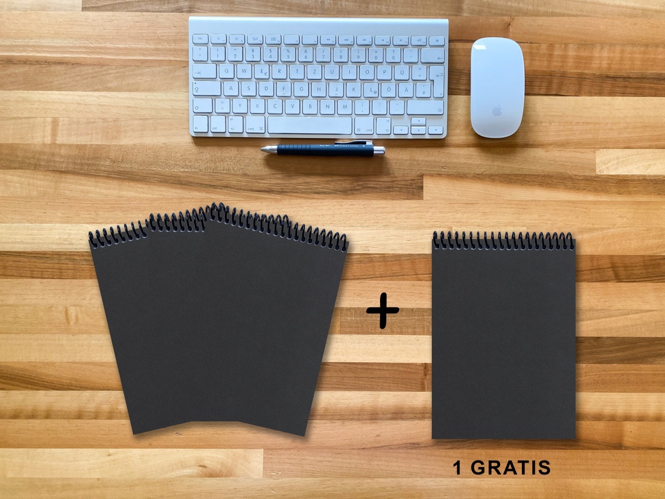 A 5 Notizblock - Set, 3+1 gratis, Luxury 80 Seiten SCHWARZ ONYX GLITTER-OPTIK, kariert 7x7mm main product photo