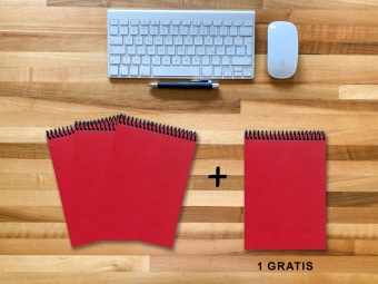 A 5 Notizblock - Set, 3+1 gratis, Luxury 80 Seiten ROT JUPITER GLITTER-OPTIK, kariert 10x10mm