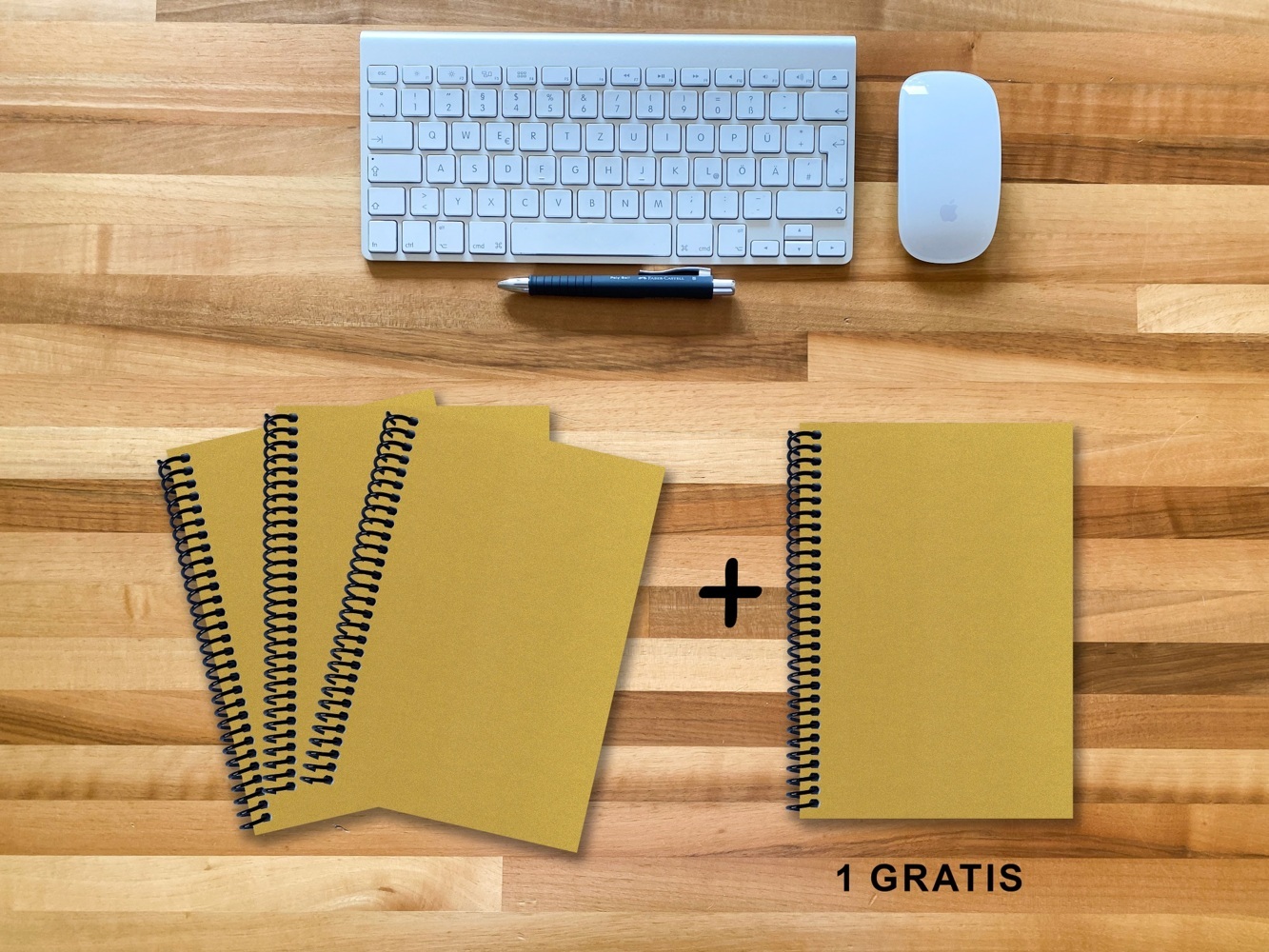 A 5 Notizbuch - Set, 3+1 gratis, Luxury 80 Seiten GOLD GMUND SHIMMER, blanko main product photo