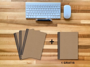 A 5 Notizbuch - Set, 3+1 gratis, Luxury 80 Seiten MUSKAT Designerecycling, punktiert 10x10mm