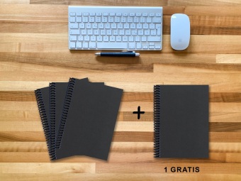 A 5 Notizbuch - Set, 3+1 gratis, Luxury 80 Seiten SCHWARZ ONYX GLITTER-OPTIK, punktiert 10x10mm