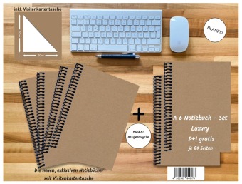 A 6 Notizbuch - Set, 4+2 gratis, Luxury 80 Seiten MUSKAT Designerecycling, blanko