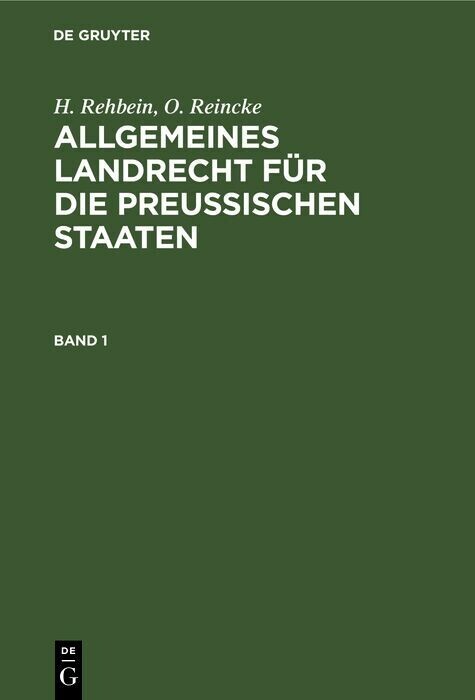 Allgemeines Landrecht für die Preußischen Staaten. Band 1 main product photo