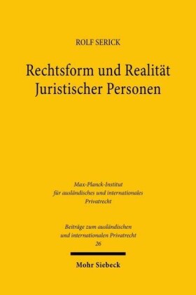 Rechtsform und Realität Juristischer Personen