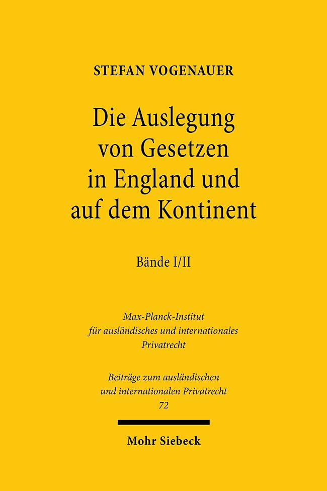 Die Auslegung von Gesetzen in England und auf dem Kontinent I/II main product photo