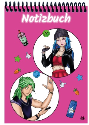 A 5 Notizblock Manga Quinn und Enora, pink, blanko