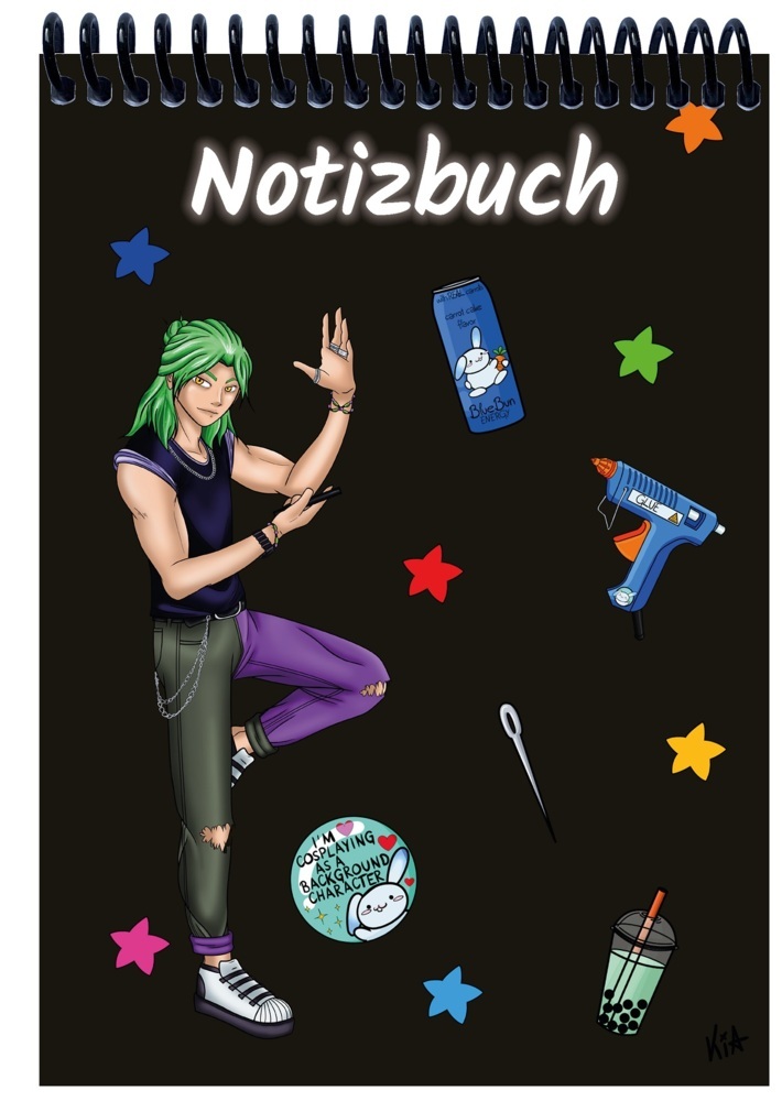 A 4 Notizblock Manga Quinn, schwarz, liniert main product photo