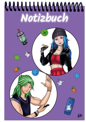 A 5 Notizblock Manga Quinn und Enora, lila, blanko