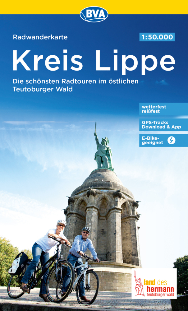 Radwanderkarte BVA Kreis Lippe Die schönsten Radtouren im östlichen Teutoburger Wald 1:50.000, reiß- und wetterfest, GPS-Tracks Download & App, E-Bike-geeignet main product photo