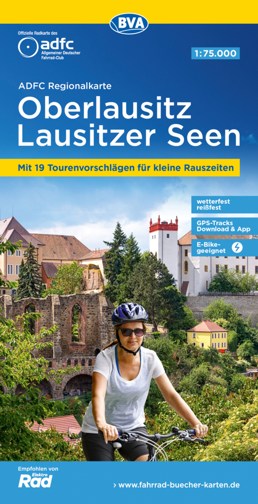 ADFC-Regionalkarte Oberlausitz - Lausitzer Seen, 1:75.000, mit Tagestourenvorschlägen, reiß- und wetterfest, GPS-Tracks Download main product photo