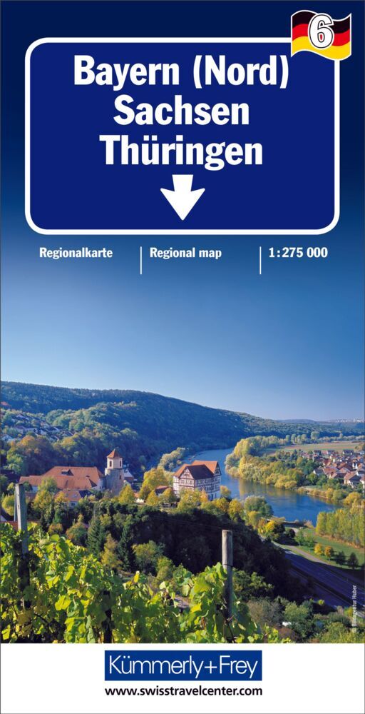 Kümmerly+Frey Regional-Strassenkarte 6 Bayern Nord 1:275.000 main product photo