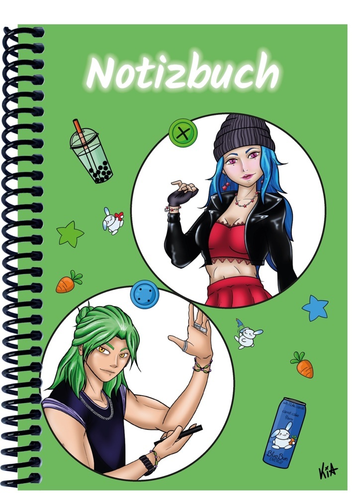 A 5 Notizbuch Manga Quinn und Enora, grün, blanko main product photo