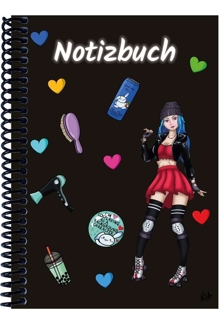A 4 Notizbuch Manga Enora, schwarz, blanko main product photo
