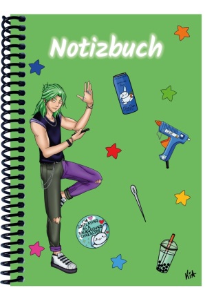 A 4 Notizbuch Manga Quinn, grün, blanko