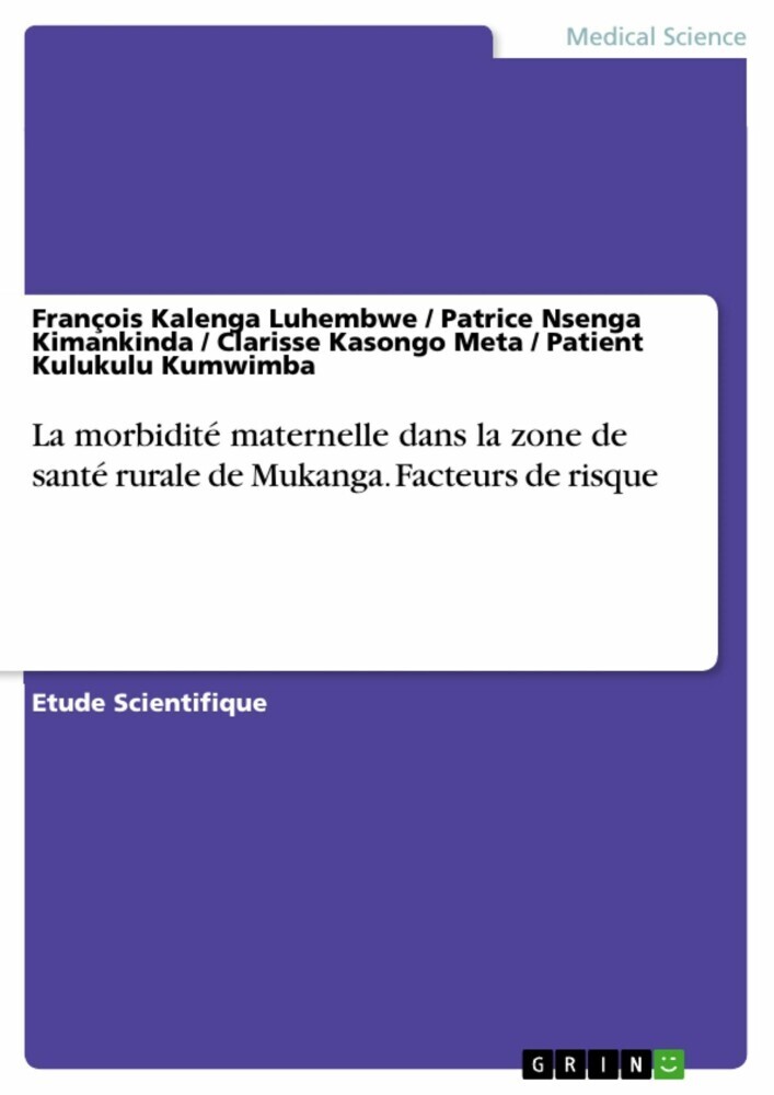 La morbidité maternelle dans la zone de santé rurale de Mukanga. Facteurs de risque main product photo