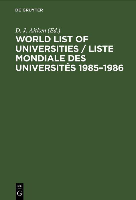 World List of Universities / Liste Mondiale des Universités 1985-1986 main product photo