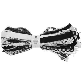 Ribbon Set Lucky dip, schwarz-weiß, 30 Stk, je 1m