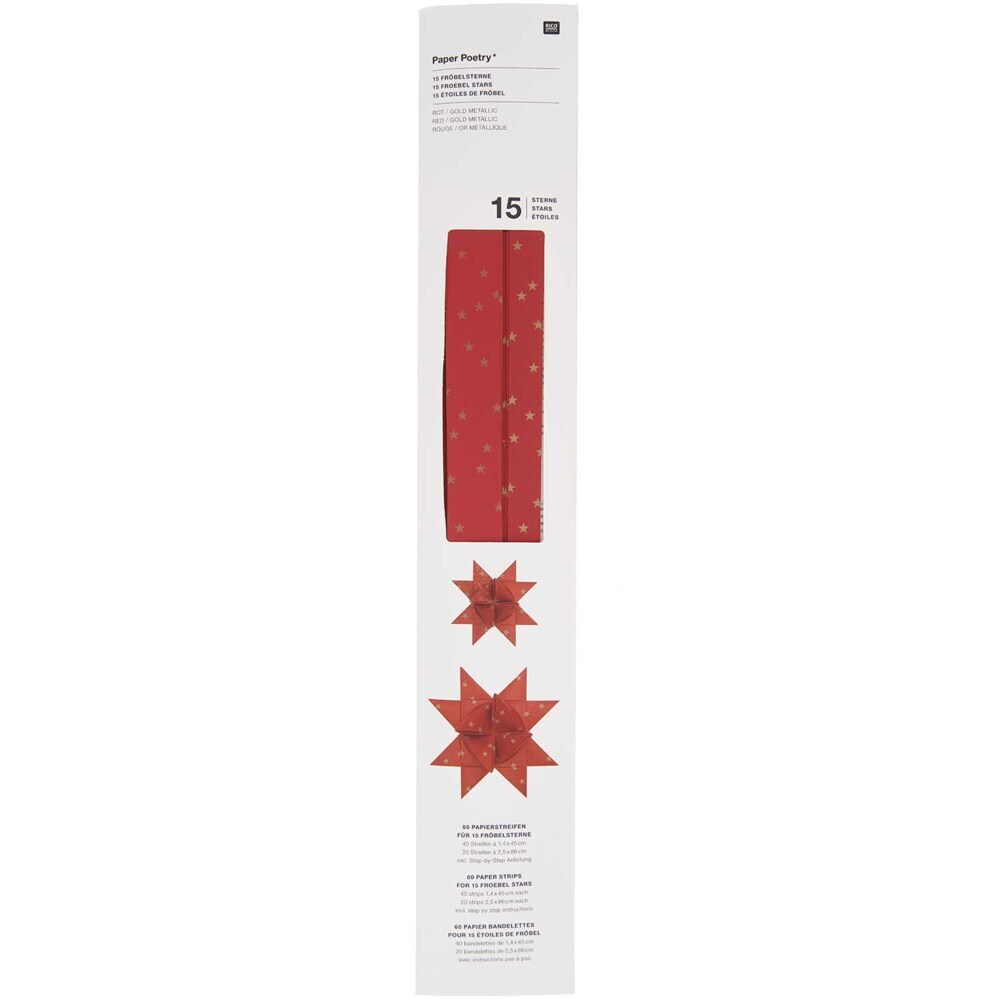 Fröbelsterne, rot, Sterne, 60 Streifen FSC MIX main product photo