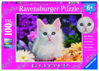 Ravensburger Kinderpuzzle - 13358 Glitzerkatze - 100 Teile Glitzerpuzzle für Kinder ab 6 Jahren, mit Glitter