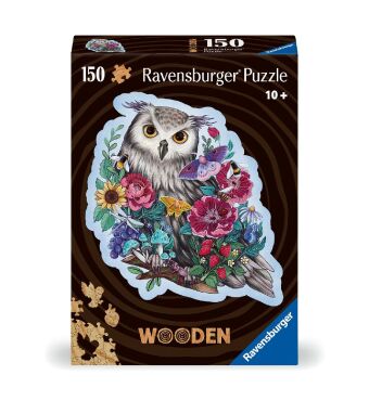 Ravensburger Puzzle 17511 - Geheimnisvolle Eule - 150 Teile Kontur-Holzpuzzle mit stabilen, individuellen Puzzleteilen und 15 kleinen Holzfiguren (Whimsies), für Kinder und Erwachsene ab 10 Jahren
