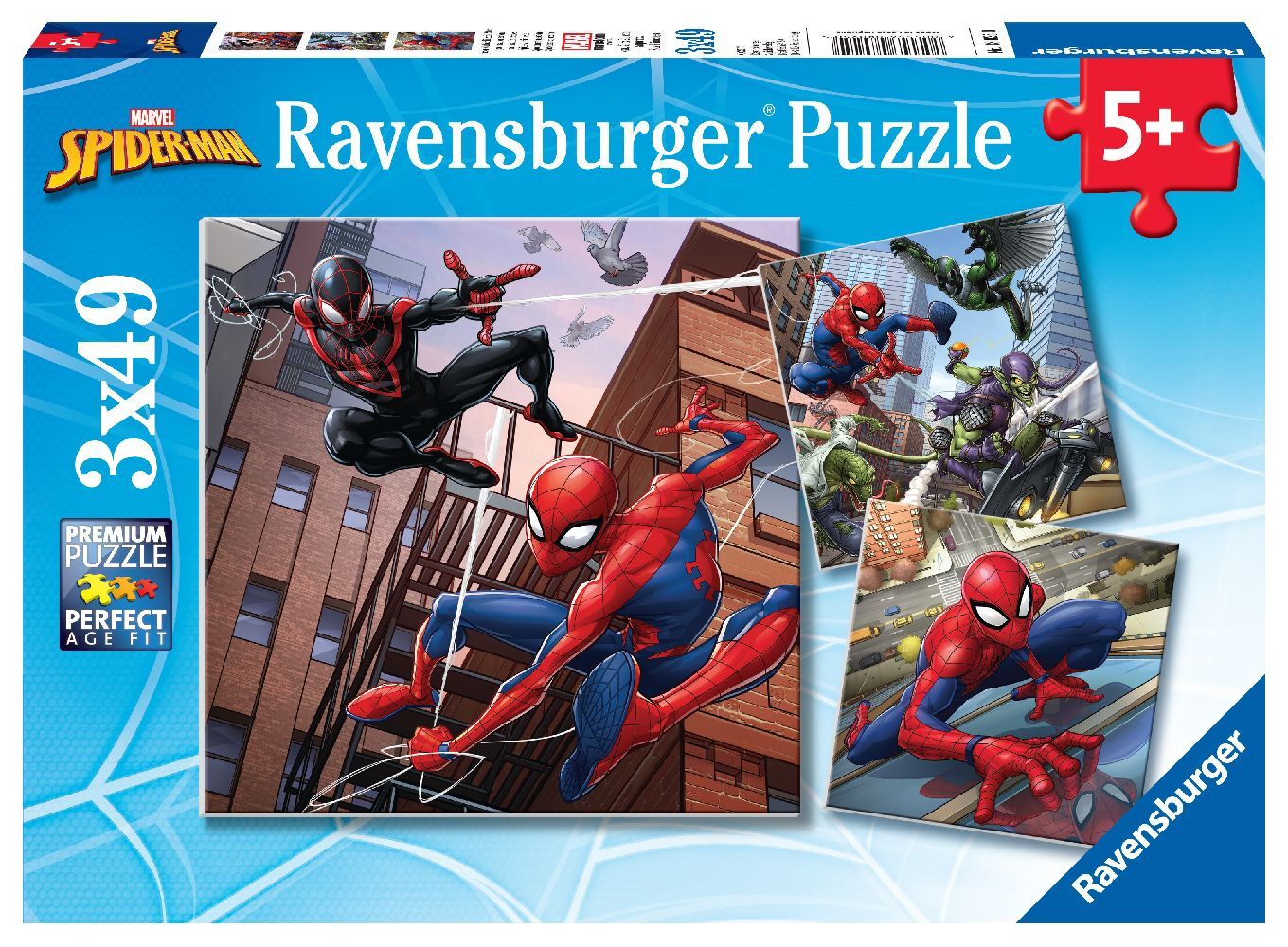 Ravensburger Kinderpuzzle 08025 - Spider-Man beschützt die Stadt - 3x49 Teile Spider-Man Puzzle für Kinder ab 5 Jahren main product photo