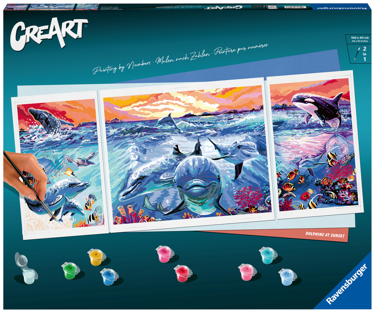 Ravensburger Malen nach Zahlen 23577 - Dolphins at Sunset - ab 14 Jahren main product photo