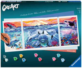 Ravensburger Malen nach Zahlen 23577 - Dolphins at Sunset - ab 14 Jahren