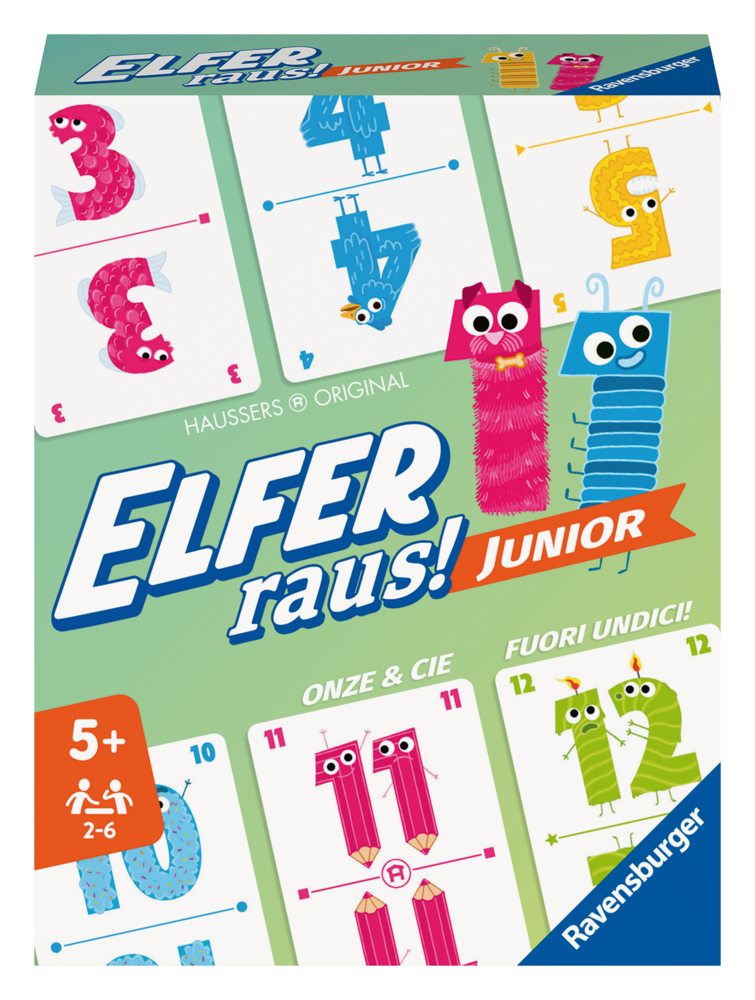 Ravensburger - 20947 Elfer Raus! Junior - Kartenspiel 2 - 6 Spieler, Spiel ab 5 Jahren für Kinder und Erwachsene, Zahlenraum 1-20 main product photo
