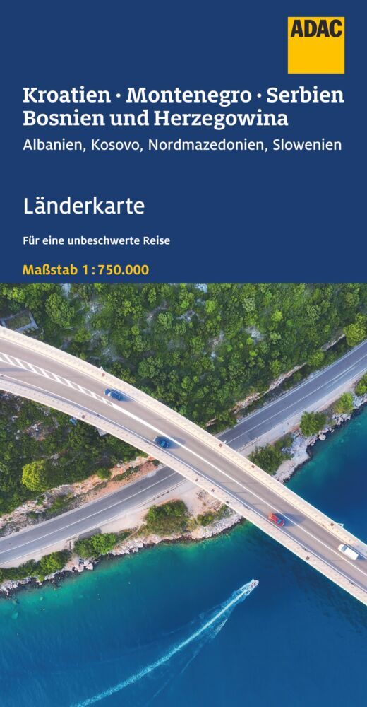 ADAC Länderkarte Kroatien, Montenegro, Serbien, Bosnien u. Herzegowina 1:750.000 main product photo