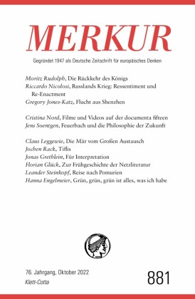 MERKUR Gegründet 1947 als Deutsche Zeitschrift für europäisches Denken - 10/2022