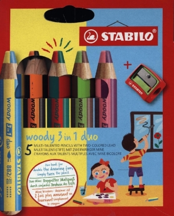 STABILO woody 3 in 1 duo 5er Etui mit Spitzer