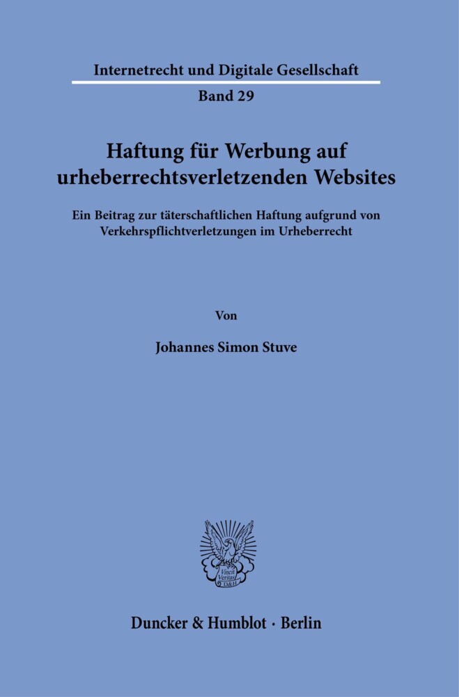 Haftung für Werbung auf urheberrechtsverletzenden Websites. main product photo