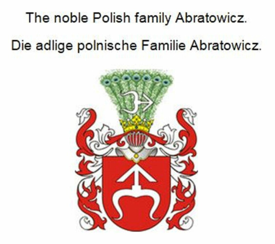The noble Polish family Abratowicz. Die adlige polnische Familie Abratowicz. main product photo