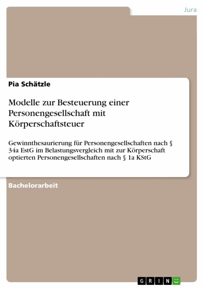 Modelle zur Besteuerung einer Personengesellschaft mit Körperschaftsteuer main product photo