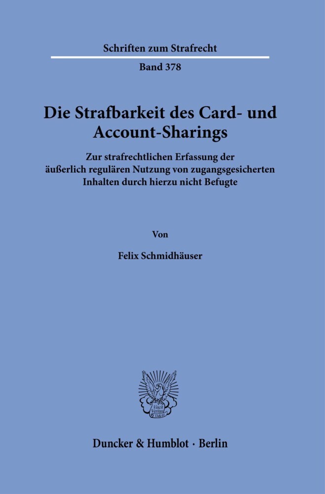 Die Strafbarkeit des Card- und Account-Sharings. main product photo