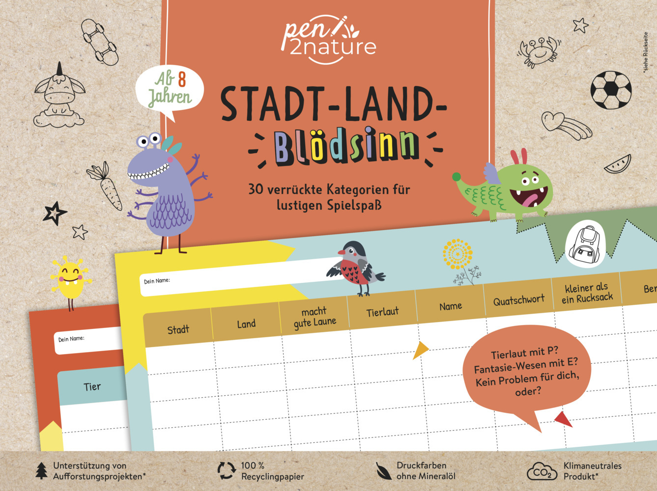 Stadt-Land-Blödsinn. Bunter Spiele-Block für Kinder ab 8 Jahren main product photo