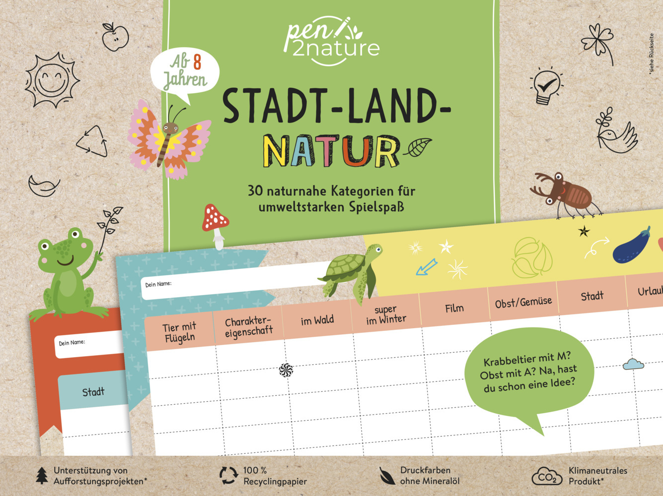 Stadt-Land-Natur. Bunter Spiele-Block für Kinder ab 8 Jahren und die ganze Familie main product photo