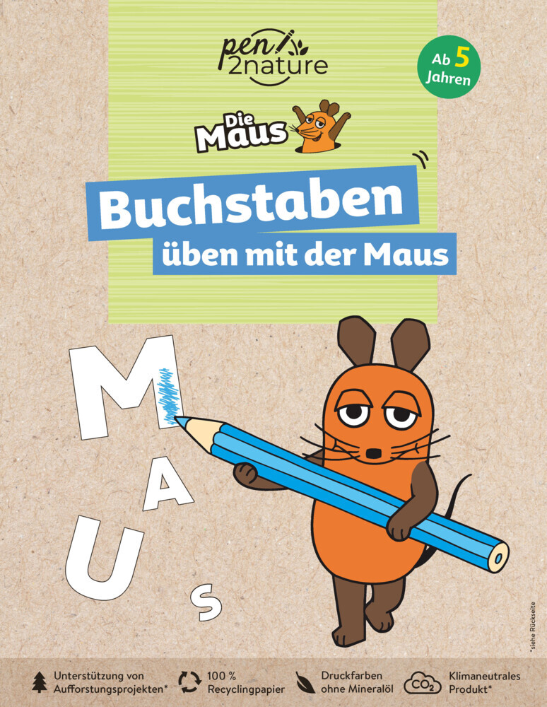 Buchstaben üben mit der Maus. Nachhaltiges Vorschulbuch für Kinder ab 5 Jahren main product photo