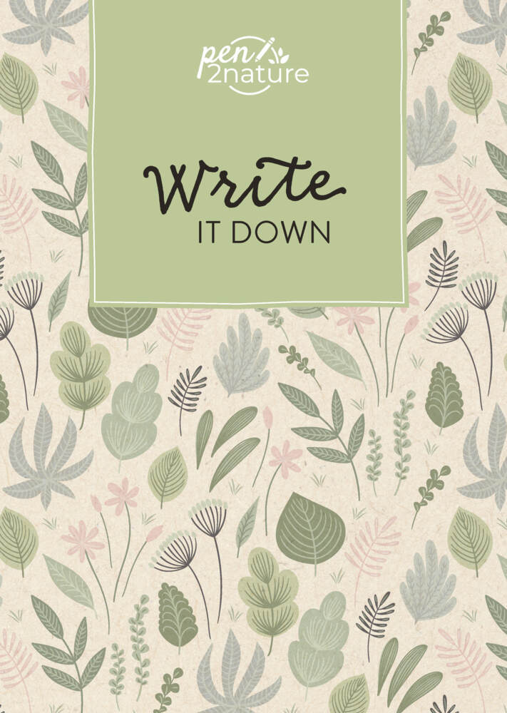 Write It Down - Nachhaltiges Notizbuch in A5 mit Hardcover und Pflanzen-Motiv main product photo
